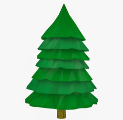 low polygonal spruce on a white background. 3D rendering