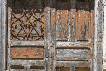 old wooden doors, ancient architecture inside Zamora, Spain, stone houses