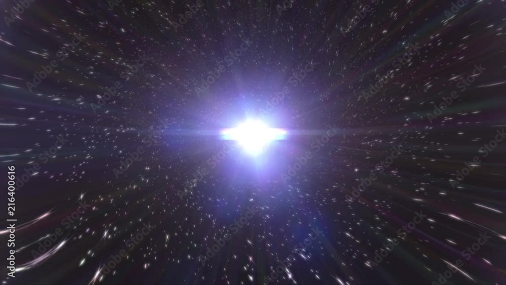 Poster light streams into a black hole in space. hyperspace jump through the stars to a distant space. abst