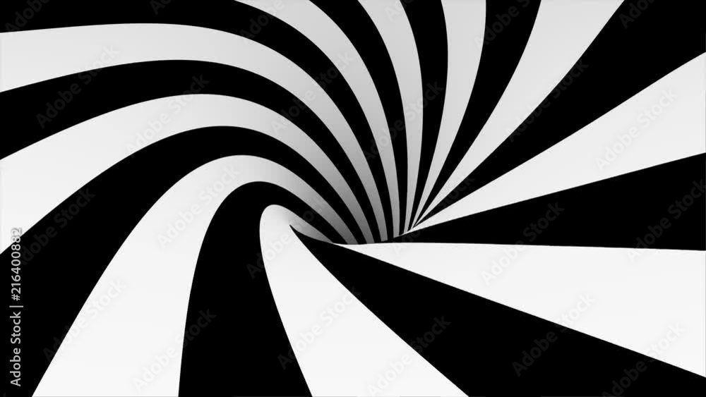 Poster animated hypnotic tunnel with white and black squares. striped optical illusion three dimensional ge