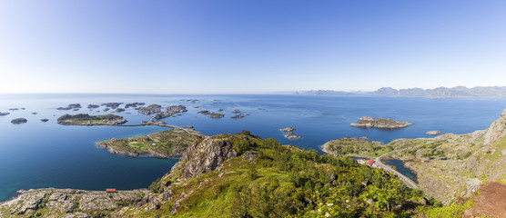 Fototapeta na wymiar Aerial view of Henningsvaer archipelago on Lofoten islands