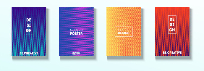 Minimal Covers, Vector Hipster Abstract Brands Design. Magenta, Cyan, Yellow Corporate Identity Blend Tech Halftones. Business Minimal Covers, Cool Retro Ad Music Party Poster Bright Gradient Stripes.