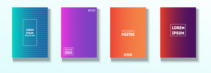 Minimal Covers, Vector Hipster Abstract Brands Design. Magenta, Cyan, Yellow Corporate Identity Blend Tech Halftones. Business Minimal Covers, Cool Retro Ad Music Party Poster Bright Gradient Stripes.