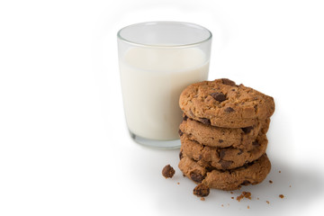 Cookies & Milk Isolated on a White Background (Landscape)