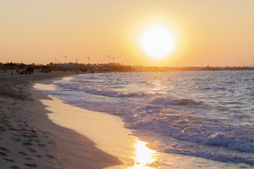 Sunset in north coast egypt on the beach