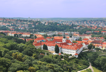 Fototapeta na wymiar Aerial view of Strahov monastery in Prague, Czech Republic