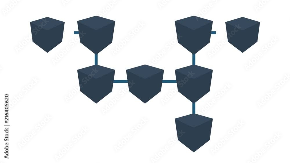 Aufkleber blockchain technology data transfer. blockchain system. a pan across a concept network of interconne