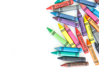 crayon drawing border multicolored background - obrazy, fototapety, plakaty