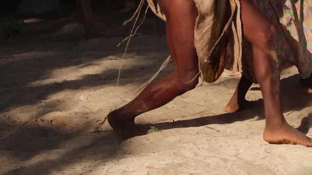 Locals Perform a Tribal Dance in the Philippines, Close Up of Feet, Slow Motion