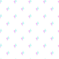 Seamless pattern with pairs of overlapping triangles in lilac and light blue colors on white background