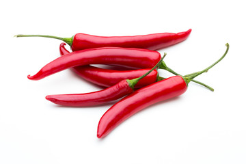 Red chilli pepper isolated on a white background.