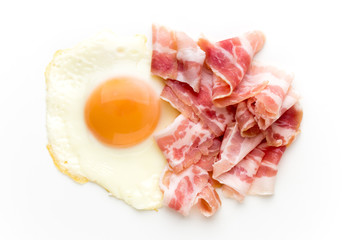 Eggs and baconon on the isolated background.