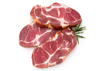 Fotobehang Vlees Fresh pig crude meat with rosemary.