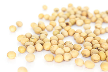 soy bean plant seed pile healthy vegetable food on white  background