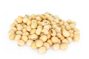 soy bean plant seed pile healthy vegetable food on white  background