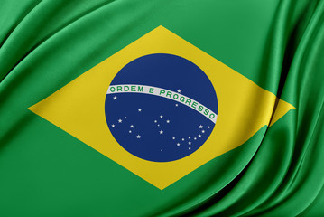 Brazil flag with a glossy silk texture.