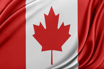 Canada flag with a glossy silk texture.