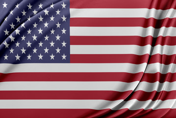 United States flag with a glossy silk texture.