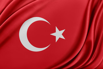Turkey flag with a glossy silk texture.
