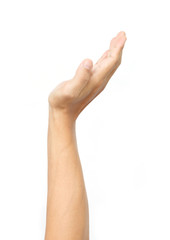Obraz premium hand of man symbol open or give, take on white background.