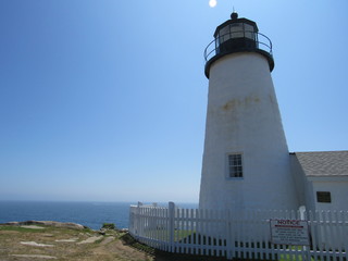 Fototapeta na wymiar View of Pemaquid Point Lighthouse located in Bristol, Maine 