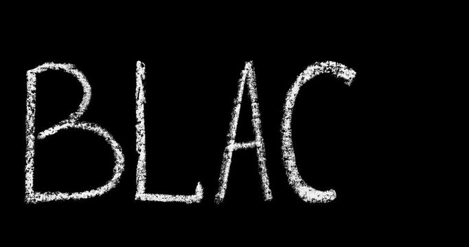 black friday text inscription lettering, handwritten white chalk letters isolated on black background, hand-drawn chalk lettering animation, stock visual effects video in 4k resolution