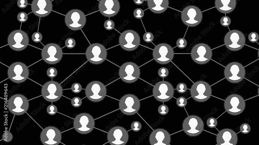 Poster social network connections. connecting people on the internet, nodes transforming into the shape of 