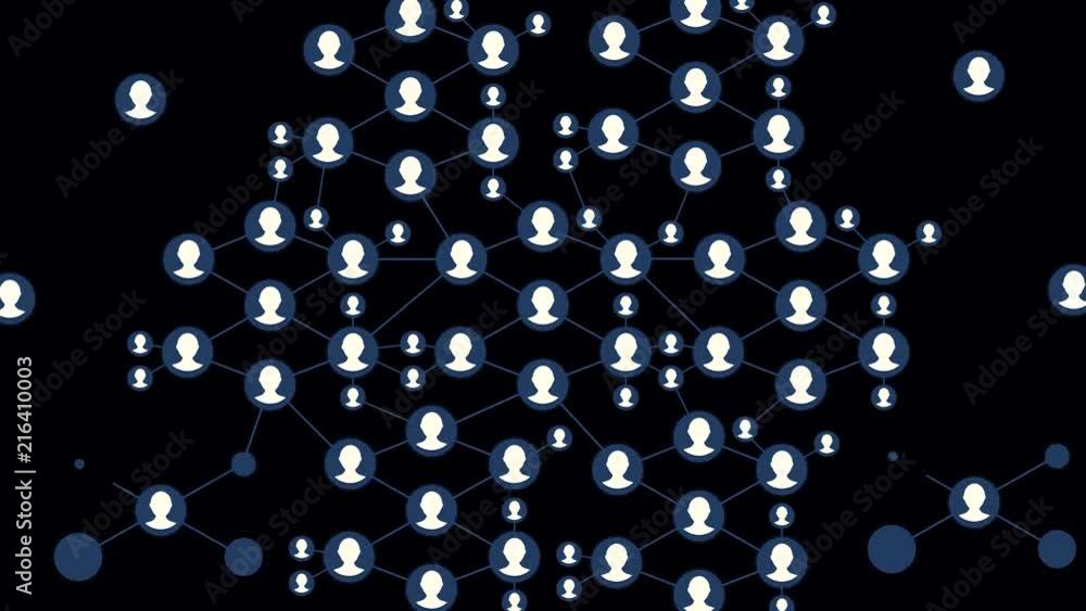 Poster motion graphic animation network. people network growing rapidly into a social media. or business co