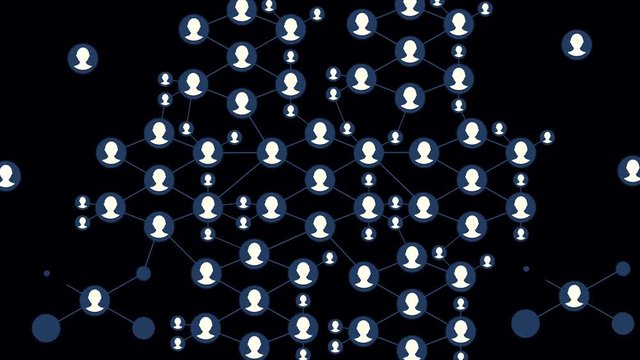 Motion graphic animation network. People network growing rapidly into a social media. Or business community with 3d internet network referral and multi level marketing