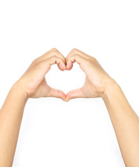 Obraz premium hand of man symbol heart on white background.