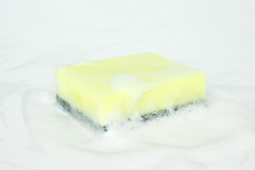 Bubbles foam white washing cleaning sponge