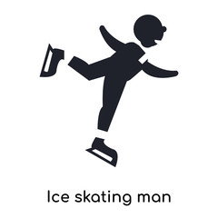 Ice skating man icon vector sign and symbol isolated on white background, Ice skating man logo concept