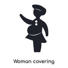 Woman covering icon vector sign and symbol isolated on white background, Woman covering logo concept