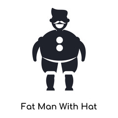 Fat Man With Hat and Moustache icon vector sign and symbol isolated on white background, Fat Man With Hat and Moustache logo concept