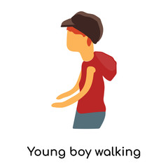 young boy walking icon isolated on white background. Simple and editable young boy walking icons. Modern icon vector illustration.