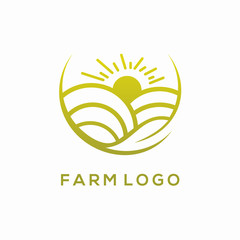 Nature Farm,Sunset or Sunrise Logo Vector Design Concept