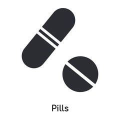 pills icon isolated on white background. Simple and editable pills icons. Modern icon vector illustration.