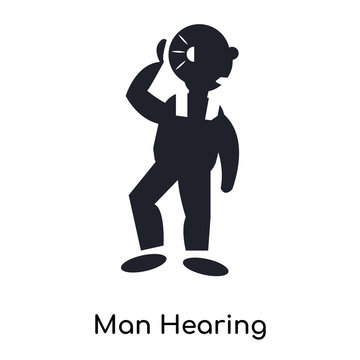 Man Hearing icon vector sign and symbol isolated on white background, Man Hearing logo concept