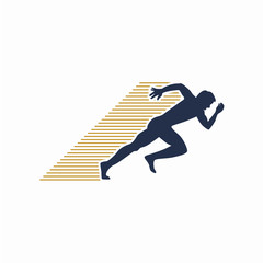 Silhouette Logo Vector Design, Run Sport Logo Template