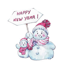 snowman greeting with a new year