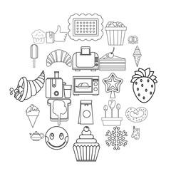 Candy shop icons set. Outline set of 25 candy shop vector icons for web isolated on white background
