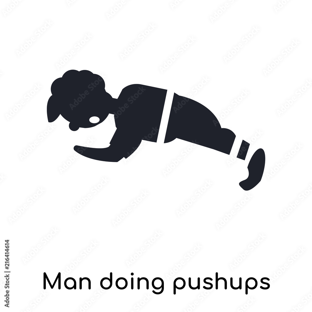 Poster man doing pushups icon vector sign and symbol isolated on white background, man doing pushups logo c