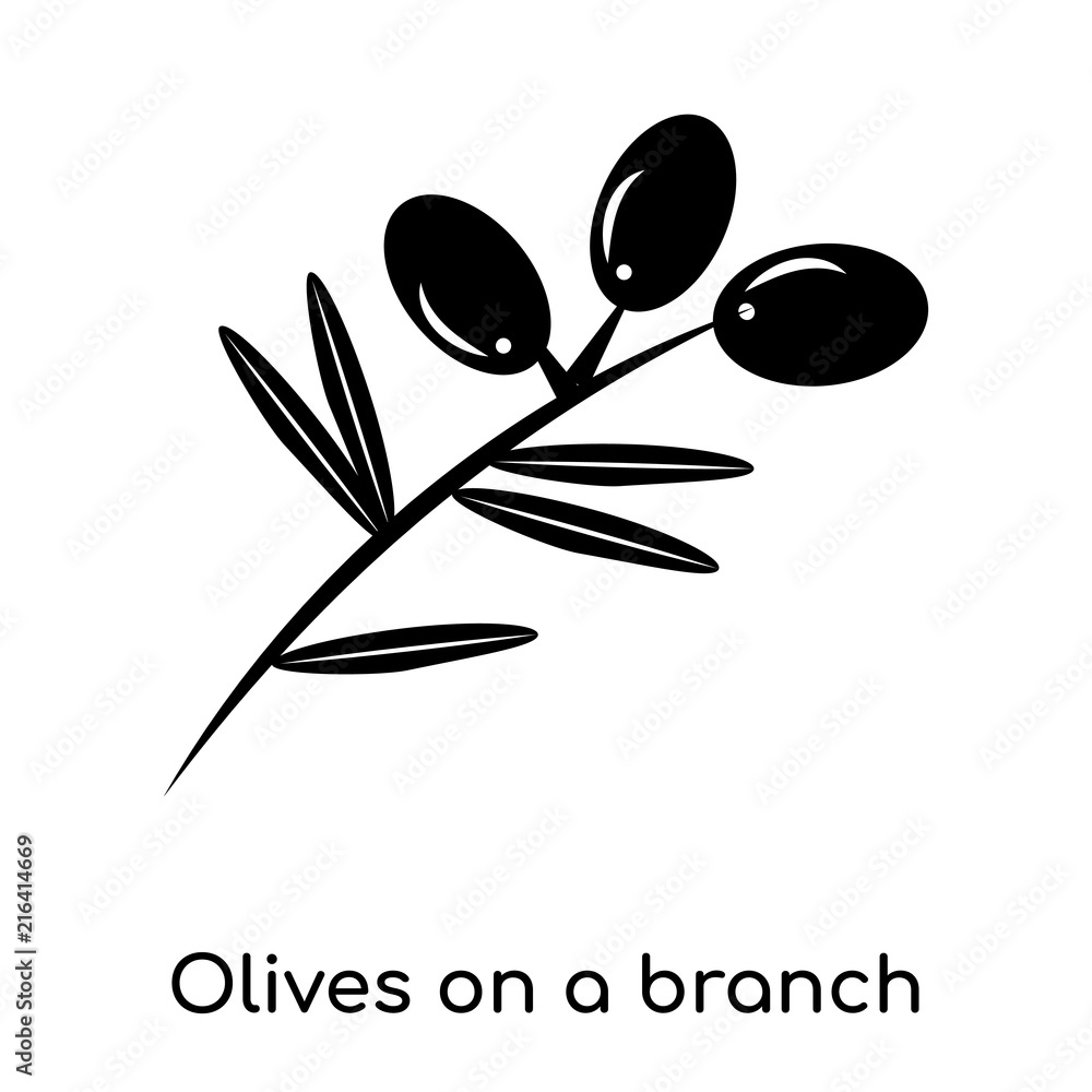 Poster olives on a branch icon isolated on white background. modern and editable olives on a branch icon. s