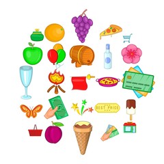 Fototapeta premium Evening revelry icons set. Cartoon set of 25 evening revelry vector icons for web isolated on white background