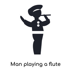 Man playing a flute icon vector sign and symbol isolated on white background, Man playing a flute logo concept