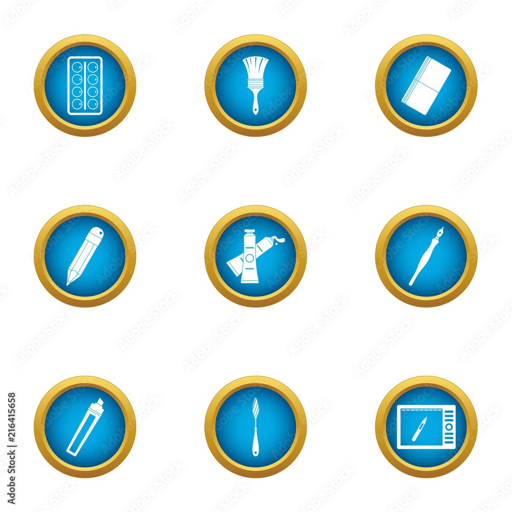 Aufkleber office spell icons set. flat set of 9 office spell vector icons for web isolated on white background