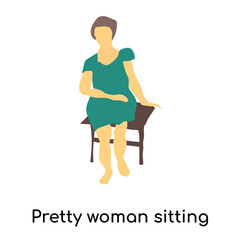 pretty woman sitting icon isolated on white background. Simple and editable pretty woman sitting icons. Modern icon vector illustration.