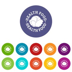 Health food icons color set vector for any web design on white background