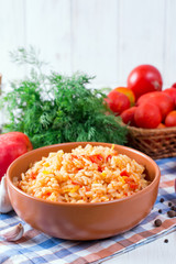 Rice with tomatoes and sweet pepper