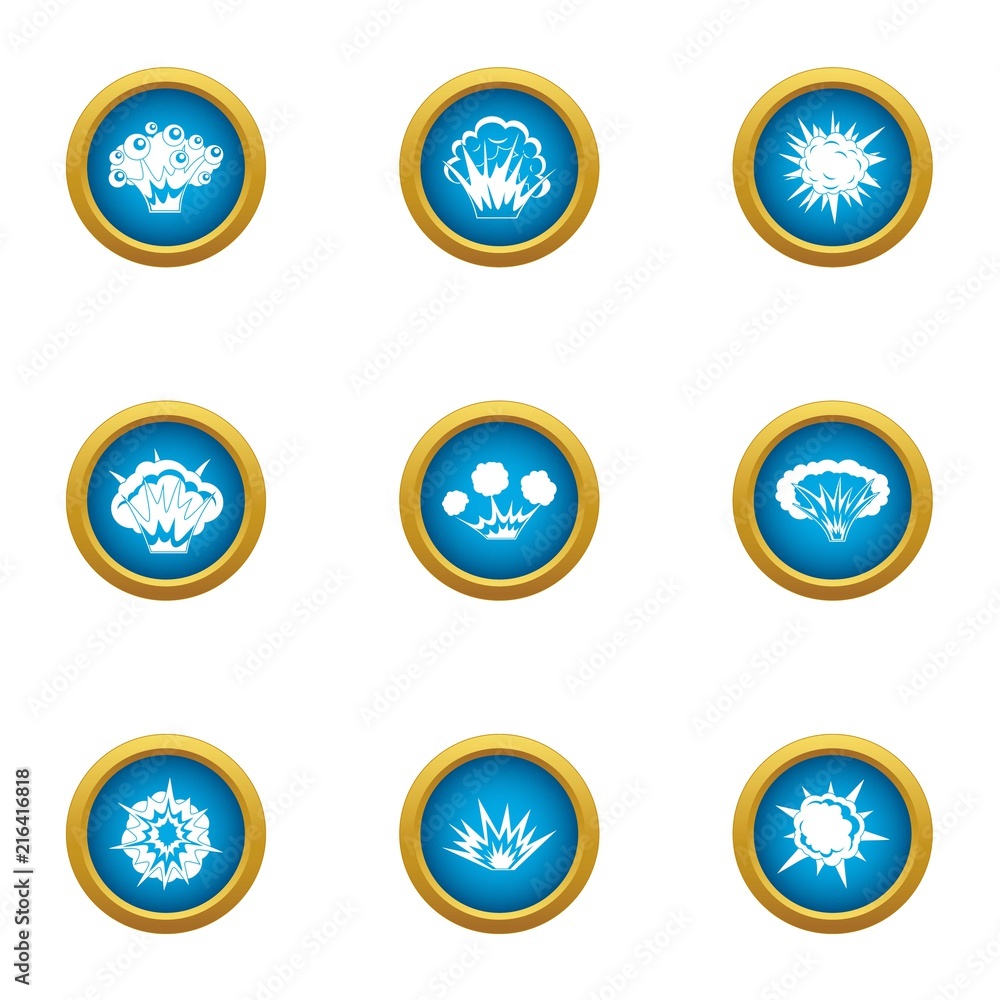 Poster bursting icons set. flat set of 9 bursting vector icons for web isolated on white background